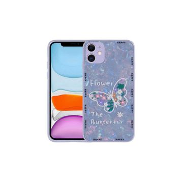 Zore Apple iPhone 12 Uyumlu Desenli Sert Silikon Mumila Kapak Lilac Flower Kılıf