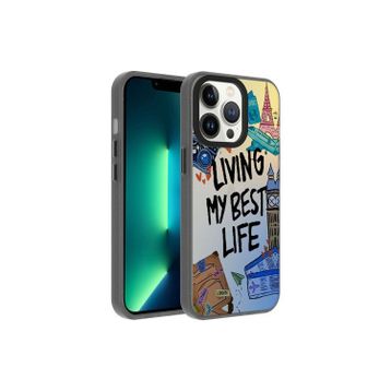 Zore Apple iPhone 13 Pro Max Uyumlu Seyahat Desenli Dragon Sert Kapak Kılıf