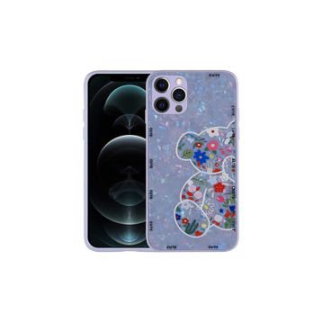 Zore Apple iPhone 13 Pro Uyumlu Lilac Bear Desenli Sert Silikon Mumila Kapak Kılıf