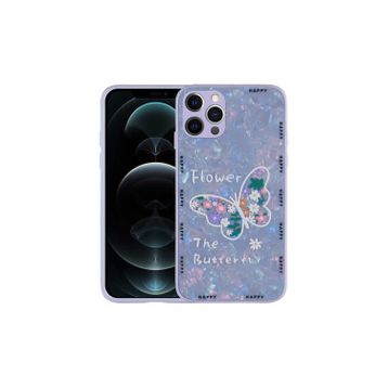 Zore Apple iPhone 13 Pro Uyumlu Lilac Flower Desenli Sert Silikon Mumila Kapak Kılıf