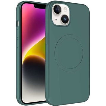 Zore Apple iPhone 14 Plus Uyumlu Magsafe Wireless Şarj Özellikli Pastel Renk Silikon Plas Kapak Koyu Yeşil Kılıf