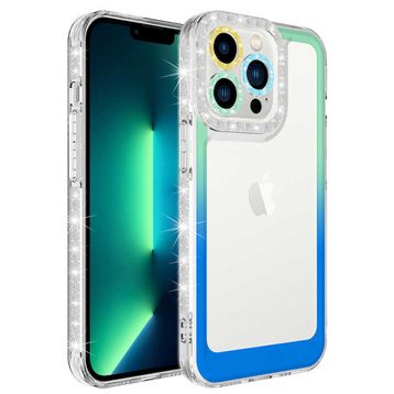Zore Apple iPhone 14 Pro Simli ve Renk Geçiş Tasarımlı Lens Korumalı Park Kapak Kılıf