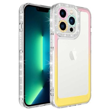Zore Apple iPhone 14 Pro Simli ve Renk Geçiş Tasarımlı Lens Korumalı Park Kapak Kılıf