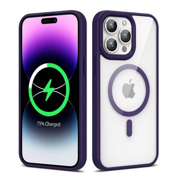 Zore Apple iPhone 14 Pro Uyumlu Derin Mor Magsafe Wireless Şarj Özellikli Silikon Ege Kapak Kılıf
