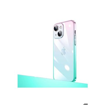 Zore Apple iPhone 14 Uyumlu Pembe Mavi Parlak Renk Geçişli Kamera Korumalı Senkron Kapak Kılıf