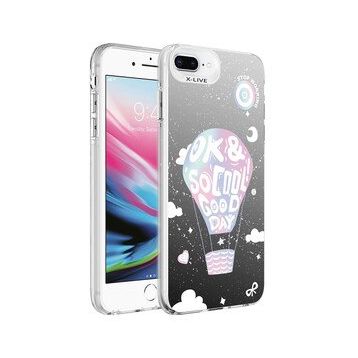 Zore Apple iPhone 8 Plus Desenli Silver Sert Kapak Kılıf
