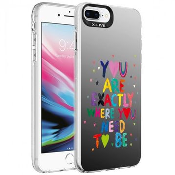 Zore Apple iPhone 8 Plus Desenli Silver Sert Kapak Kılıf