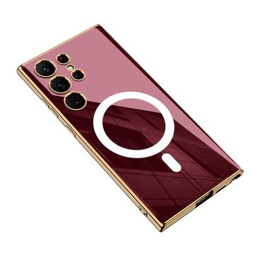 Zore Galaxy S23 Ultra Wireless Şarj Özellikli Kenarları Elektroplating Kaplama Aynalı Kent Cep Telefonu Kılıfı