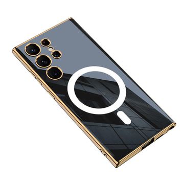 Zore Galaxy S23 Ultra Wireless Şarj Özellikli Kenarları Elektroplating Kaplama Aynalı Kent Cep Telefonu Kılıfı