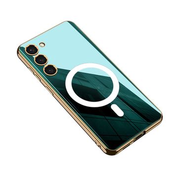 Zore Galaxy S23 Wireless Şarj Özellikli Kenarları Elektroplating Kaplama Aynalı Kent Cep Telefonu Kılıfı
