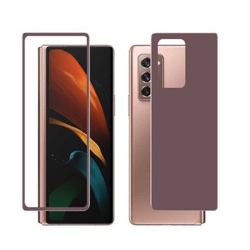 Zore Galaxy Z Fold 2 Ön Arka 5D Full Yapışkanlı Temperli Gold Ekran Koruyucu