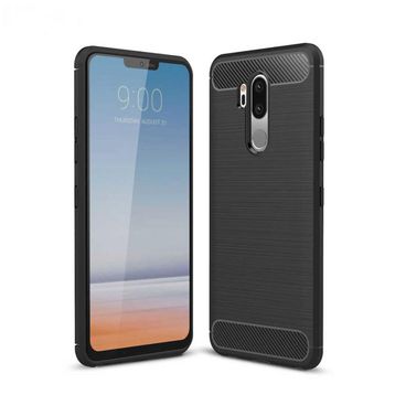 Zore LG G7 Room Arka Karbon Siyah Silikon Kapak Kılıf