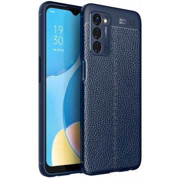 Zore Oppo A55 5G Deri Görünümlü Parmak İzi Bırakmaz Niss Silikon Lacivert Kılıf