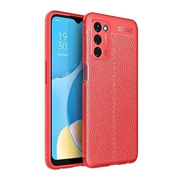Zore Oppo A55 5G Deri Görünümlü Parmak İzi Bırakmaz Niss Silikon Lacivert Kılıf