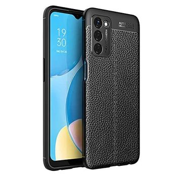 Zore Oppo A55 5G Deri Görünümlü Parmak İzi Bırakmaz Niss Silikon Lacivert Kılıf
