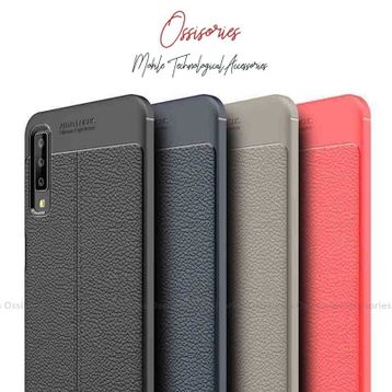 Zore Samsung Galaxy A7 2018 Deri Dokulu Niss Silikon Kapak SMGA72018 Kılıf
