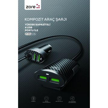 Zore ZR-C502 2+2 Araç Şarj Seti