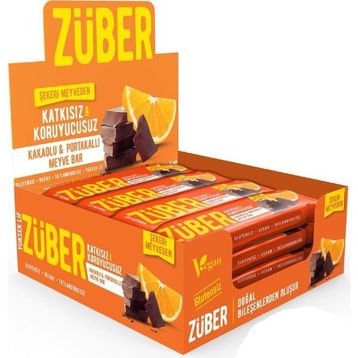 Züber Kakaolu ve Portakallı 40 gr Meyve Bar (12 adet)