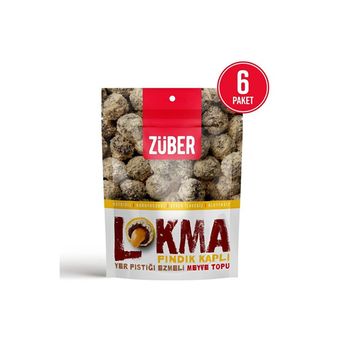 Züber Lokma Fındık Kaplı Fıstık Ezmeli 96 gr Meyve Topu (3 adet)