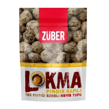 Züber Lokma Fındık Kaplı Fıstık Ezmeli 96 gr Meyve Topu (3 adet)