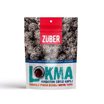 Züber Lokma Hindistan Cevizi Kaplı 96 gr Kakaolu Fındık Ezmeli Meyve Topu