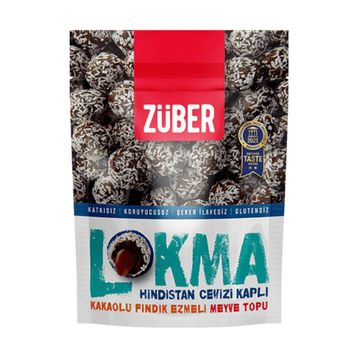 Züber Lokma Hindistan Cevizi Kaplı 96 gr Kakaolu Fındık Ezmeli Meyve Topu