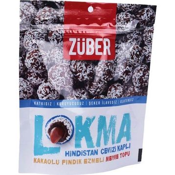 Züber Lokma Hindistan Cevizi Kaplı 96 gr Kakaolu Fındık Ezmeli Meyve Topu