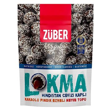 Züber Lokma Hindistan Cevizi Kaplı 96 gr Kakaolu Fındık Ezmeli Meyve Topu