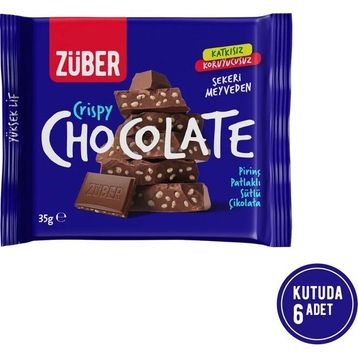 Züber Pirinç Patlaklı 35 gr Sütlü Çikolata (6 adet)
