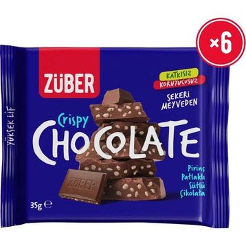 Züber Pirinç Patlaklı 35 gr Sütlü Çikolata (6 adet)
