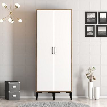 Variant Mobilya Kumsal 2 Kapılı SS Lidya Beyaz Ceviz Beyaz Gardrop