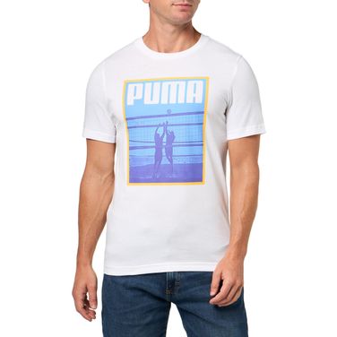 Puma SS25 Grafik Beyaz Erkek T-shirt