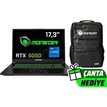 Monster Abra A7 V16.2 i7-13700HX 16GB RAM 500GB SSD RTX 5050 FreeDOS 17.3 inç Oyun Bilgisayarı
