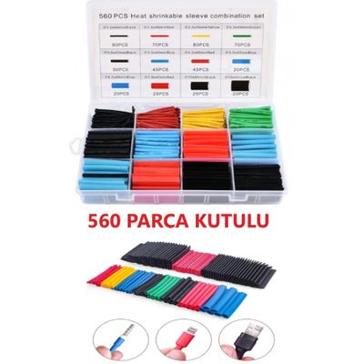 sin@rasta 560 Adet Isıyla Daralan Makaron Seti Kablo Koruyucu Kablo Yalıtım Tamir