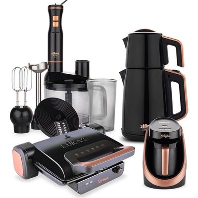 Stilevs 4lü Paket Siyah Elektrikli Çeyiz Seti Quartz Serisi Modern Tasarım ve Fonksiyonel Özellikler