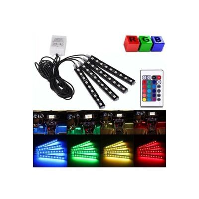 Canderel Kumandalı Araç Içi Ayak Altı Led Aydınlatma Rgb 9Led Oto Şerit 12 Volt