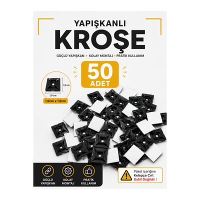 Atx 50 Adet Yapışkanlı Kroşe Siyah 19x19