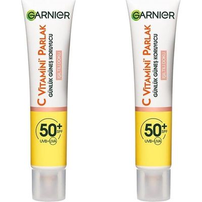 Garnier 2x40 ml C Vitamini Parlak Günlük Uv Korumalı Güneş Yüz Kremi Spf50 Işıltılı Doku Cilt Bakım Seti