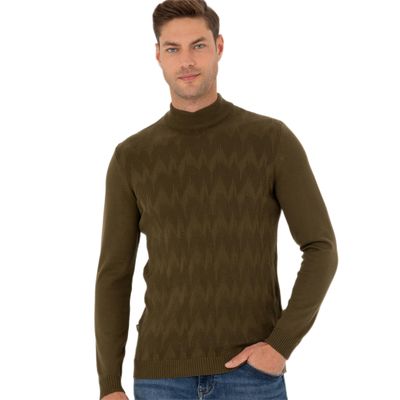 Pierre Cardin 50278099-VR027 Haki Erkek Kazak
