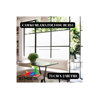 RİMAFOL CAM KUMLAMA FOLYOSU BUZLU CAM FİLMİ ofis -ev-mutfak pencere-cam balkon duşakabin 75cmx2m