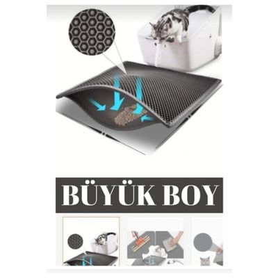 Petguard Petgross Büyük Boy Kedi Tuvaleti Önü Elekli Gri Kedi Kumu Paspası