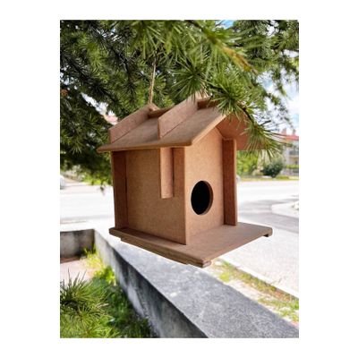 Emach Dizayn Dekoratif Bahçe Ahşap Kuş Evi Yuvası Boyanabilir Dayanıklı Mdf 21x16x21