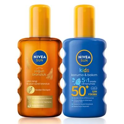 Nivea Sun Güneş Koruyucu Aile Kişisel Bakım Seti (SPF50+ 200 ml Çocuk Güneş Kremi + 200 ml Bronzlaştırıcı Güneş Yağı)