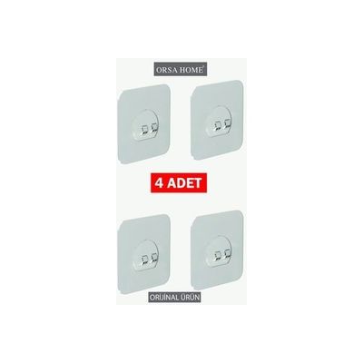 Orsa Home 4 Adet Güçlü Tırnaklı Mucize Yapışkanlı Askı Ultra Güçlü Sticker