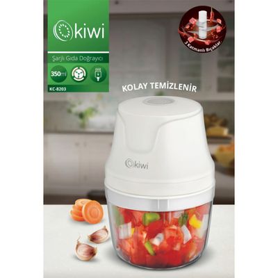 Kiwi KC-8203 3 Bıçaklı 350 ml Şarjlı Gıda Doğrayıcı Blender