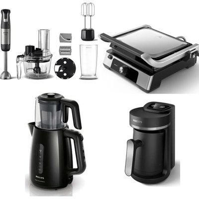 Philips Elektrikli Çeyiz Seti Siyah Renkli Tost Makinesi ve Kahve Makinesi ile Blender Seti