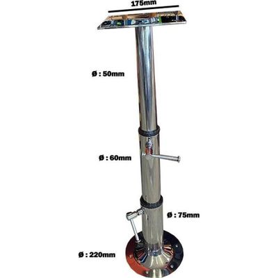 MASA VE KOLTUK AYAĞI 3 KADEMELİ KROM 33-78CM TEKNE, YAT VE KARAVAN