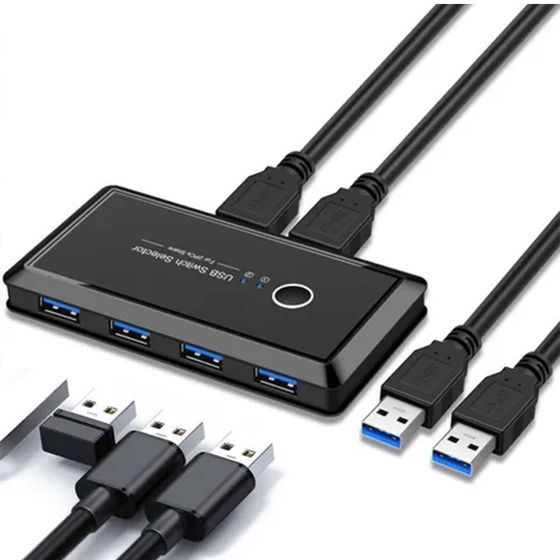 Alfais 4686 USB 3.0 4 Port 2 Kasa PC Bilgisayar KVM Switch Splitter ...