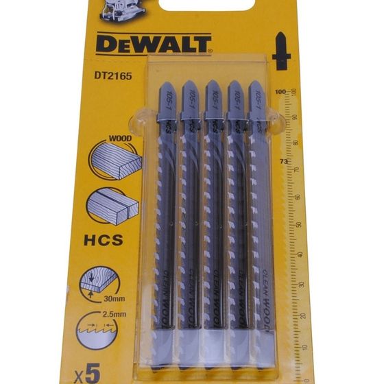 DeWalt Universal Jigsaw Blades – HSC 77mm 2.5mm, 5-Pack For Wood, High Precision & Long Lasting