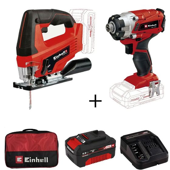 Einhell Accu Decoupeerzaag TC-JS 18 Li  1x 2.5 Ah  Power X-Change  Li 1x 25 Ah Power X Change Li Ion 18 V Pendelbeweging Afzuigadapter Incl 1x 25 Ah Accu Oplader En Koffer
